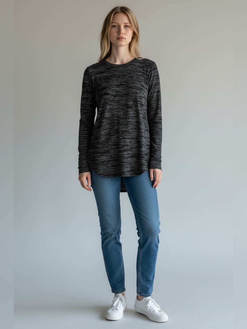 Workshop Republic Dark Gray Heather Space Dye Long Sleeve Tee XS NWT